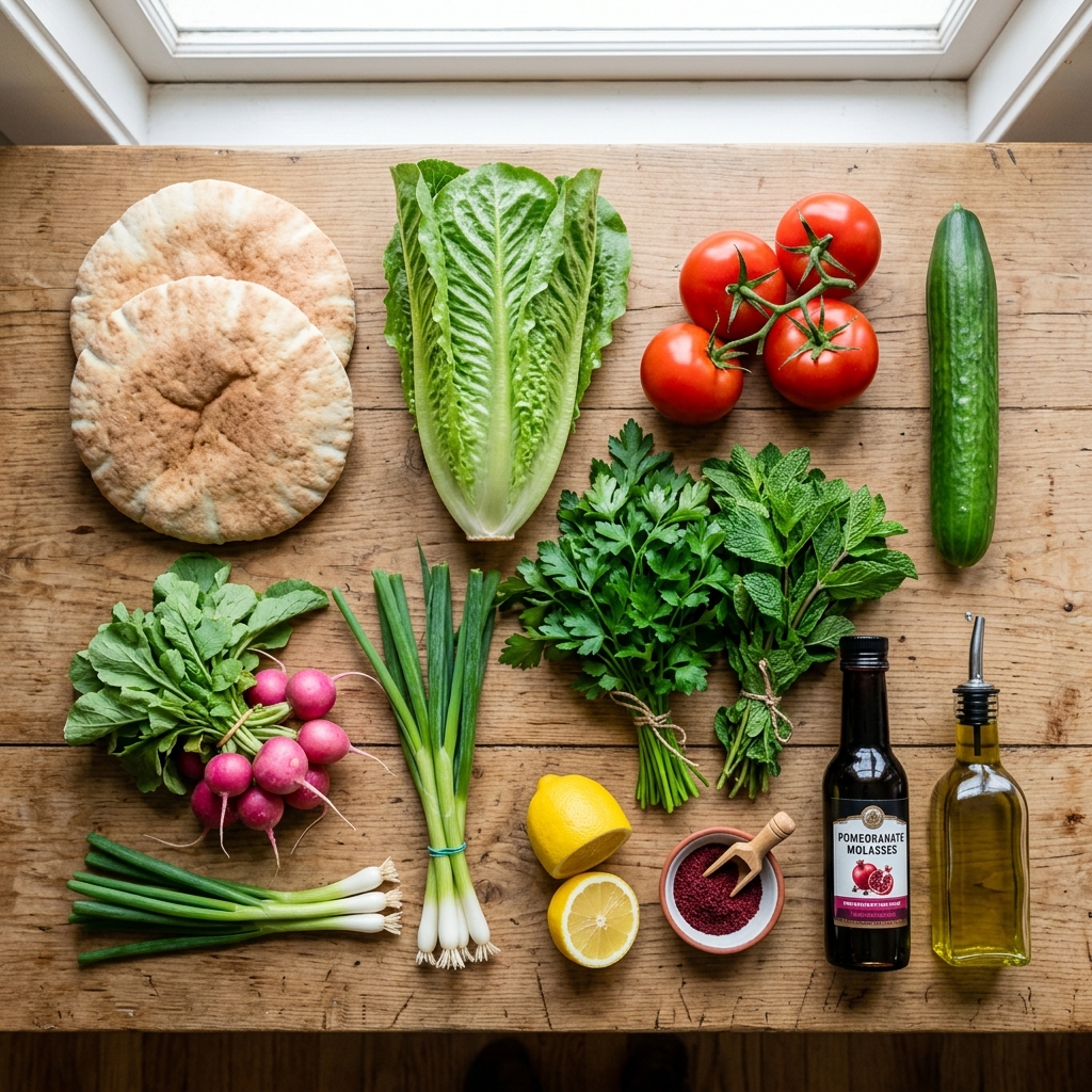 Fattoush Salad ingredients