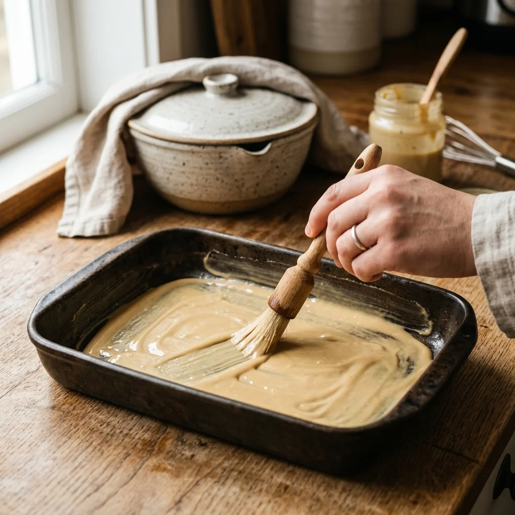 Namoura batter resting in the bowl to hydrate the semolina