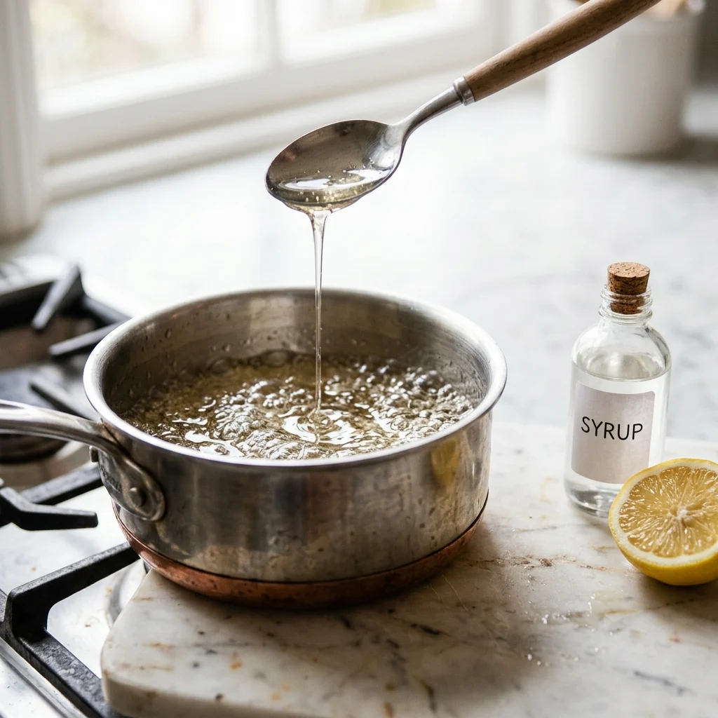 Pouring cooled syrup over the hot namoura along the scored lines
