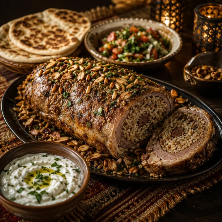 Stuffed Lamb Neck with Spiced Rice and Nuts