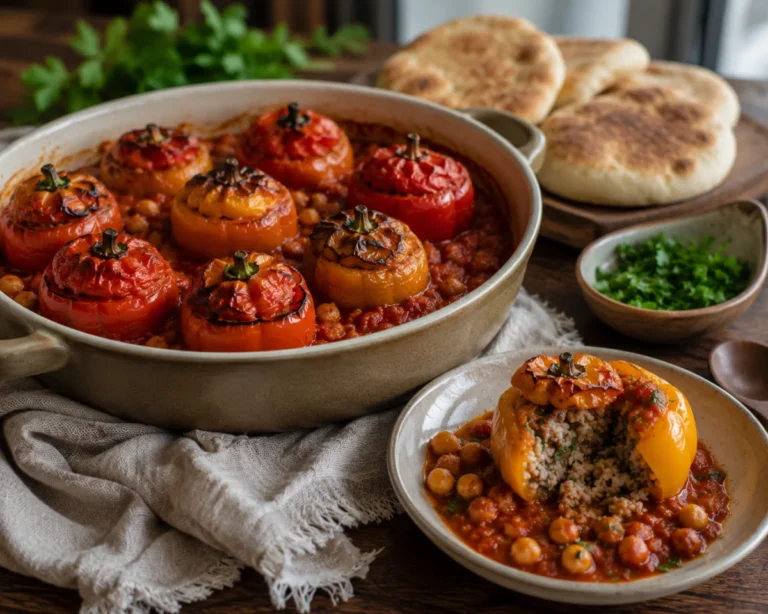 Stuffed Peppers in Tomato Chickpea Sauce, Algerian Style