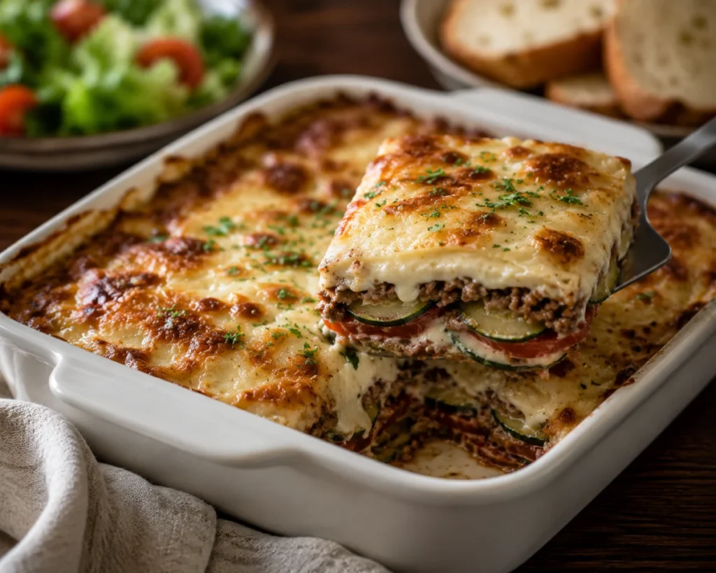 Zucchini Gratin with Tomatoes and Spiced Beef