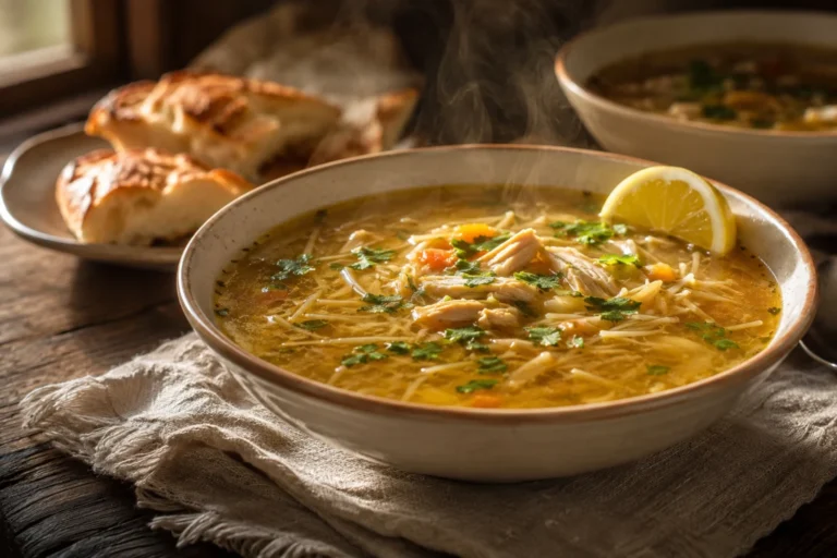 Arabic Chicken Soup with Vermicelli and Egg