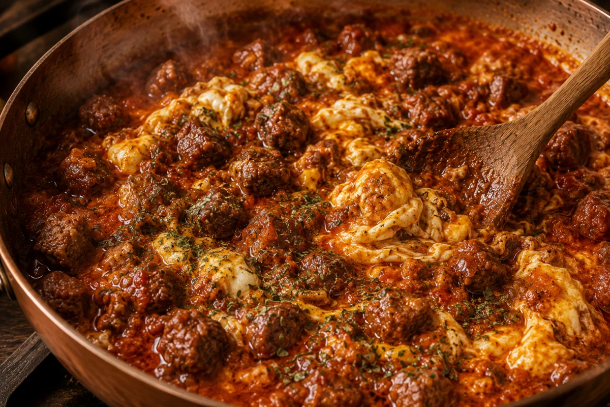 Eggs stirred gently through the ojja sauce and finished with dried mint
