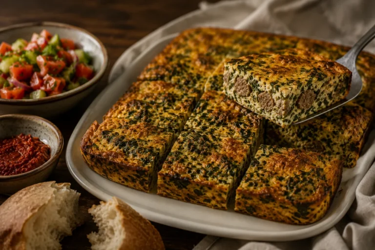 Tunisian Tajine with Spinach, Beef and Cheese
