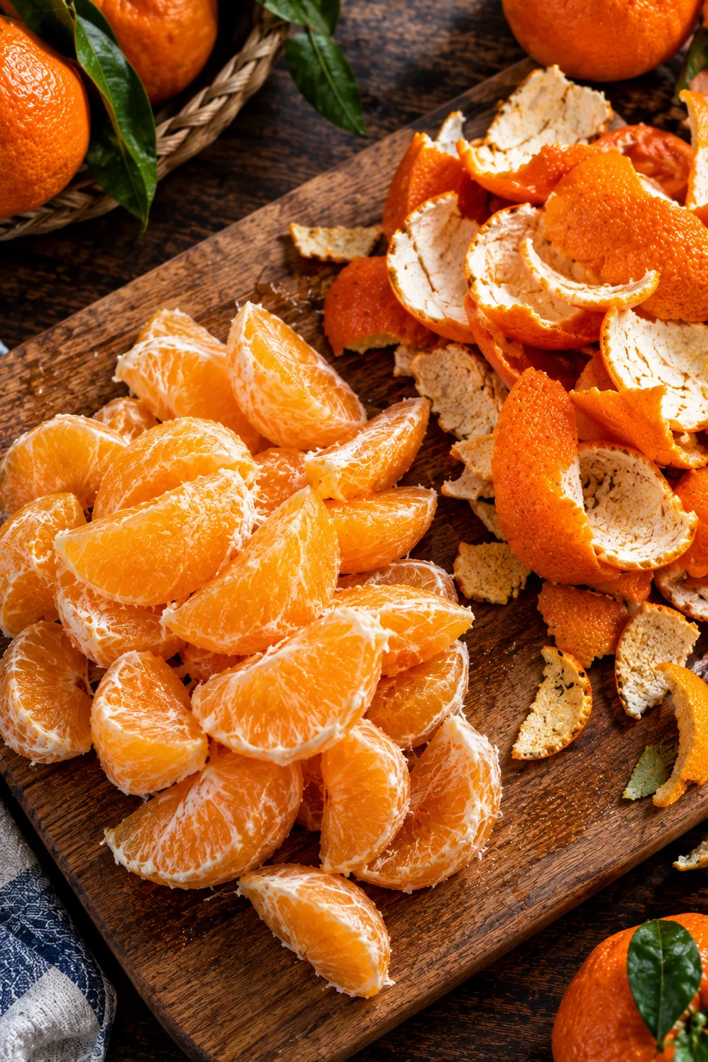 The remaining oranges peeled and cut into large pieces while the water heats