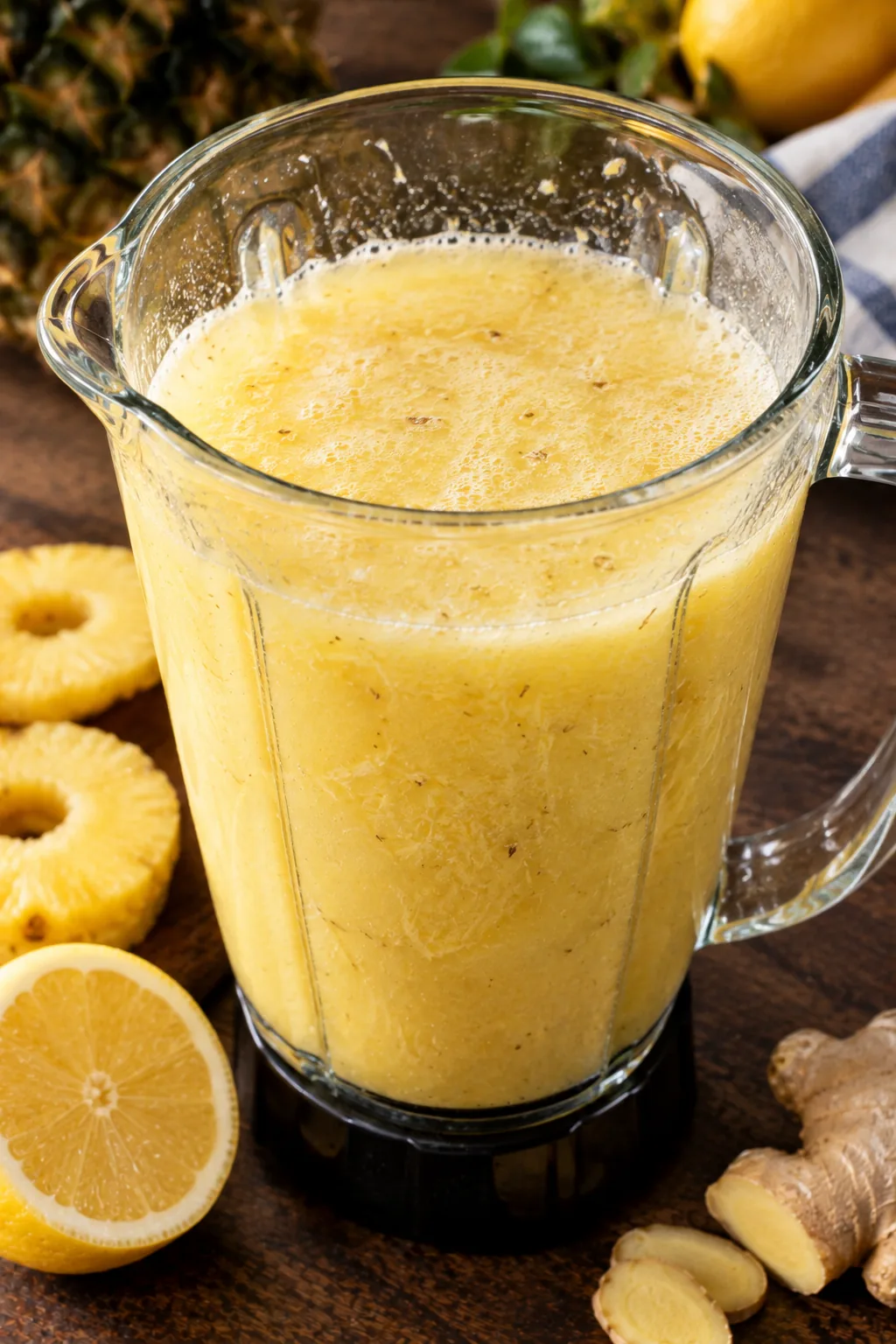 Water and lemon juice added and blended for a full minute until no large pieces remain